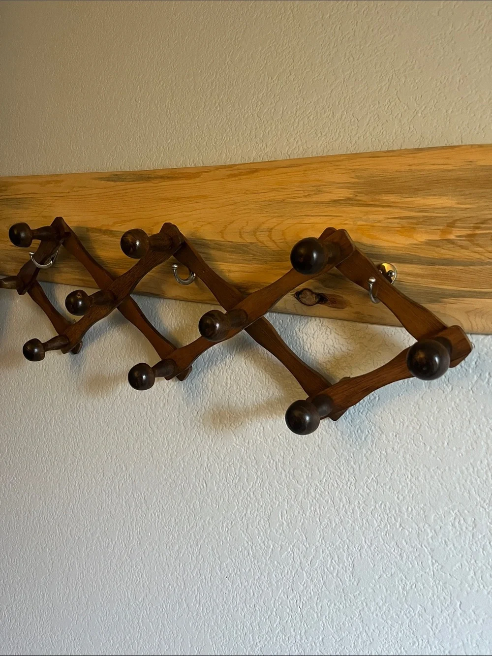 Vintage Accordion 10- Wooden Peg Wall Rack — Dark Brown